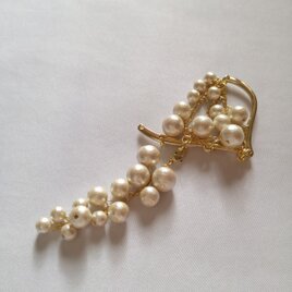 コットンパールのデザインイヤーフック　左耳用　キスカ