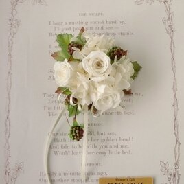 受注製作】ダリアの稲穂しめ飾り（鮮やかレッド）【アーティフィシャル