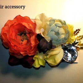 コサージュ、髪飾り_orange'