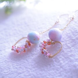 heart-beadwork　イヤリング（ピアスに変更可）