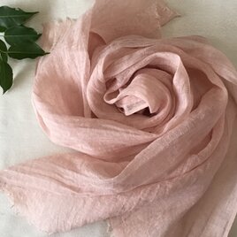 再出品：【そよご染め】リネンストール　桜色の画像
