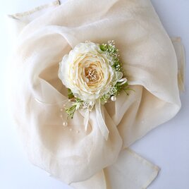 コサージュ&ヘアアクセサリー ラナンキュラス クリーム色『受注制作』