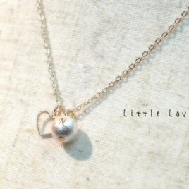 イニシャル刻印♪コットンパール×ハートチャーム×ピンクゴールドネックレス♪