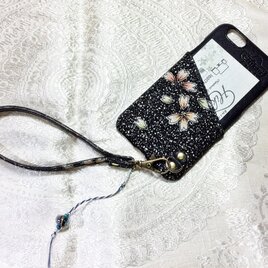 iPhone6対応「お財布ケータイ」仕様カバー『夜桜』の画像