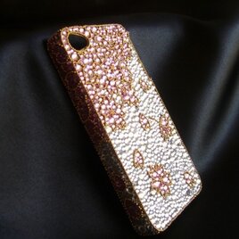 iPhone4  桜GOLD　スワロフスキービーズの画像