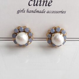 ビジューイヤリング(blue)