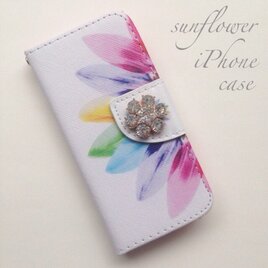 sunflower♡iPhone5,5s iPhone6,6sケース♡ビジュー付き♡の画像