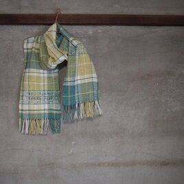 手織り/cotton muffler  3織チェックデ透かし (+orimi)の画像