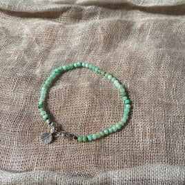 クリソプレーズと葉っぱのブレスレット