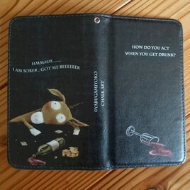 アンドロイドスマホ対応 手帳型ケース『酔っ払いロバ』