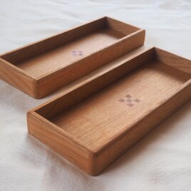 ペン皿　ナラ材　木象嵌５デザイン