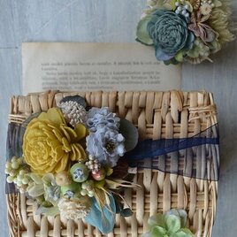 バスケットアレンジとコサージュのセット