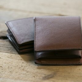 【レザー】二つ折り財布  ショートウォレット★ブラウン★メンズ