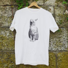 あくび猫Tシャツ　Lサイズ/ホワイトの画像