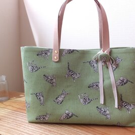 sac de chat vert トラ猫のバッグ グリーンの画像