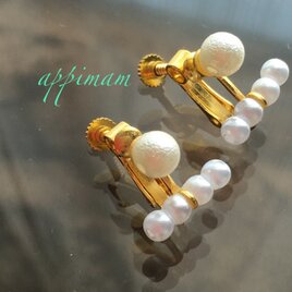 異素材パールイヤリング