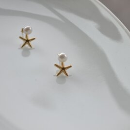 【k14gf】-ヒトデ-2way pierced earring【受注製作】の画像