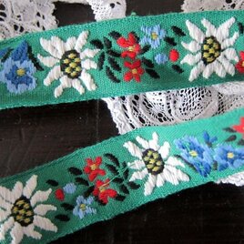 VINTAGE チェコスロヴァキア時代のチロルテープ エーデルワイス Jade green