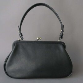 plain gama hand bag -round (black)の画像