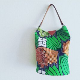 tomeriバケツbag/アフリカンバティック生地/GR×OR