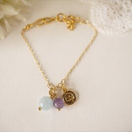 うお座・12星座ラッキーコイン＆ストーンブレスレット