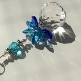 涼し気なクリスタルのバッグチャーム＊水色系＊2way