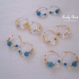 【送料無料】ターコイズフープピアス（シルバー）