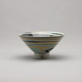 マーブル茶碗（青黒黄緑白）の画像