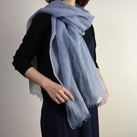 オーガニック染リネンガーゼストール 淡藍