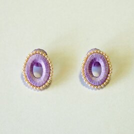 オーバルパールピアス-ライトパープル