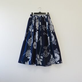 浴衣リメイク＊花模様浴衣のパッチスカート（夏裏地つき） | iichi