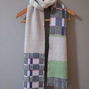 セール Doublelamb  long scarf #1 - Blue stripes