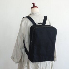 プレーンリュック L 黒 / 9号帆布