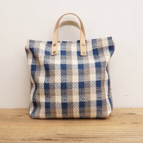 2wayトートSサイズ　リネン　カロー柄　blue