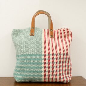 2wayトートSサイズ　マリニエール柄　mint x red
