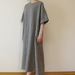 ハンドメイド 春秋 ラグランスリーブのワンピース 厚手コットン 