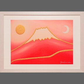 油絵イラスト原画△『青い空に白い富士山』△がんどうあつし肉筆
