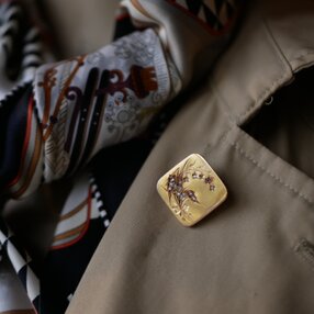 FBRO-02　ゴールドブローチ　すずらん　K18　 鈴蘭  アンティークブローチ　ナポレオン三世　フランスアンティーク