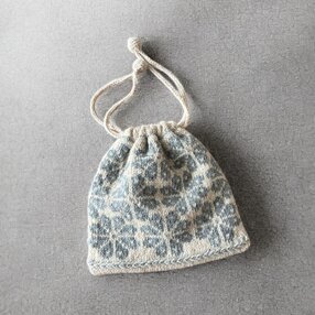 北欧柄手編みの巾着/シェットランドウール