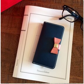 ＊収納たっぷりイタリアンレザーブッテーロのiPhoneケース リボンフラップ iPhone全機種より選択可
