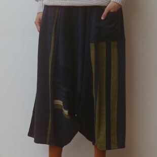 Y様専用）古布リメイク 藍染ワイドパンツ 藍染 刺し子 型染 時々堂