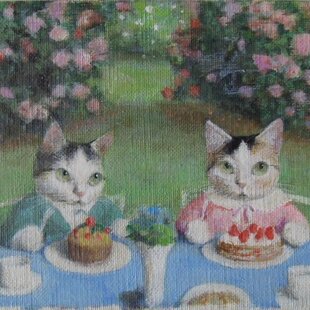 ねこつむりの世界の入口」F3サイズ アート作品 原画 徳島洋子作品