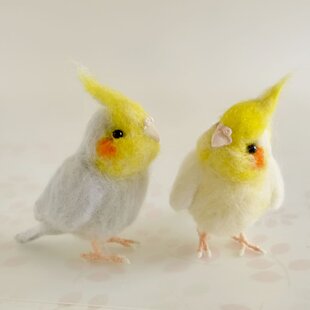 羊毛フェルト　オカメインコ 仲良しオカメインコ』2羽セット（羊毛フェルトの小鳥） | iichi 日々の