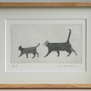 シッポの大きな猫 / 銅版画 (額あり） | iichi 日々の暮らしを心地よく