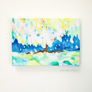 油絵 油彩 油彩画 絵 絵画 【青の洞窟のネモフィラ】 | iichi 日々の