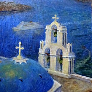 ☆開運奇跡の『ダビデの星』☆がんどうあつし絵画油絵F3号油彩額付縦