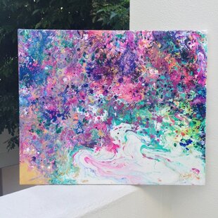 ○『太陽と新緑の緑富士』○がんどうあつし絵画油絵F4号グリーン額付
