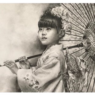 鉛筆とパステル (女性の肖像画 ) 作品Ｎｏ．104 肖像画】細密鉛筆画（オーダー）・A4サイズ～ | iichi 日々の暮らし