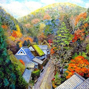 雨上がりの奇跡 〜光満ちる紫陽花畑〜 【油絵 原画 F4号】 アジサイ