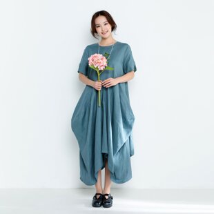 着物リメイク○浴衣のAラインワンピース・後ろあき（朝顔・M） | iichi